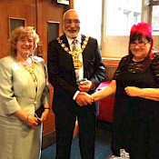 Emily, social secretary,  with Mayor Cllr. Surinder Biant and Mayoress Cecile Biant 