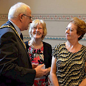 The Mayor greeted by Wendy and Cath